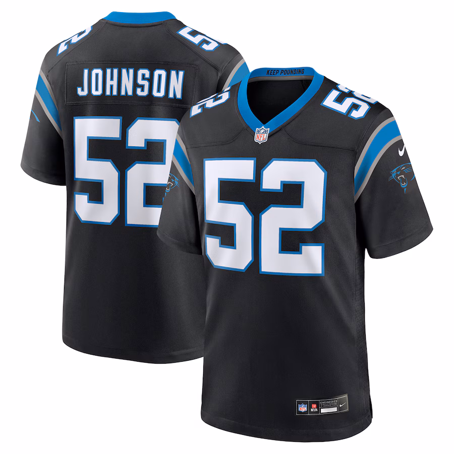 Men's Carolina Panthers DJ Johnson Nike Black Game Jersey - ujerseystore