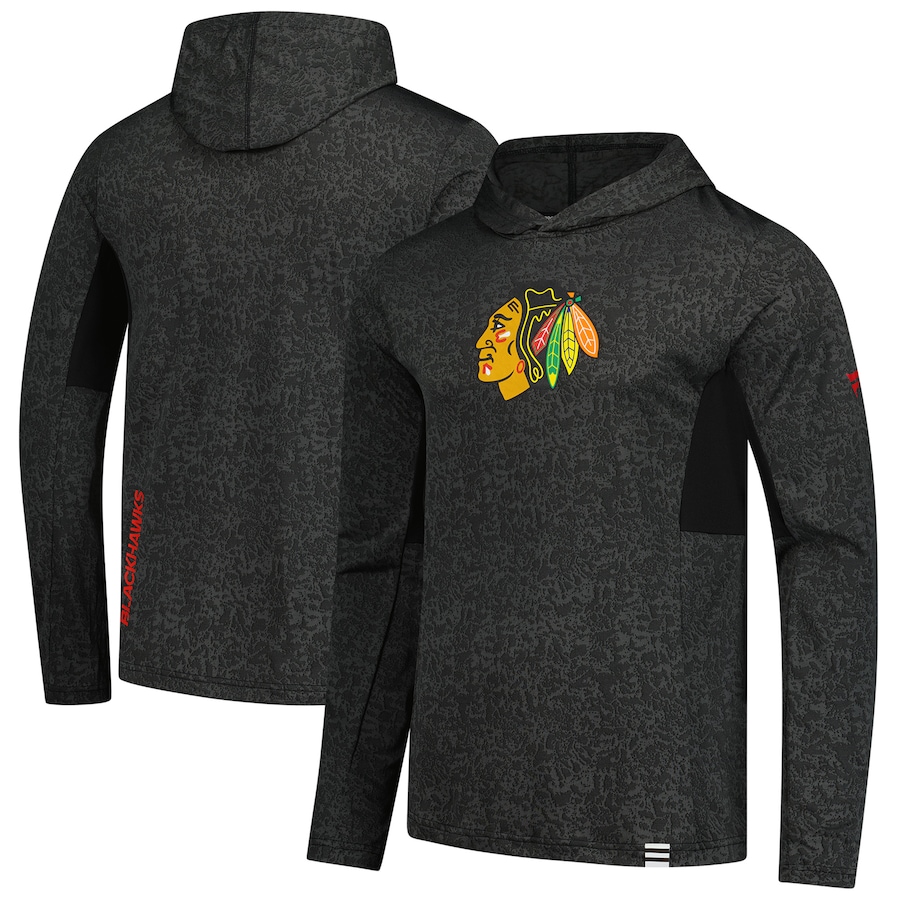 Men's Chicago Blackhawks Fanatics Black Authentic Pro Lightweight Pullover Hoodie - ujerseystore