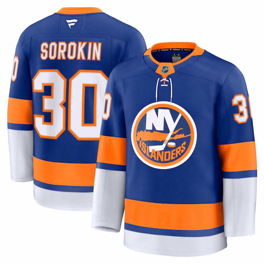 Men's New York Islanders Ilya Sorokin Fanatics Royal Home Premium Jersey - ujerseystore