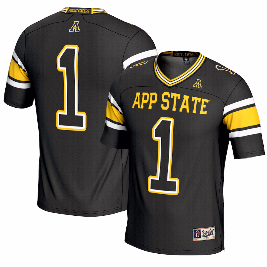 Youth GameDay Greats #1 Black Appalachian State Mountaineers Endzone Football Jersey - ujerseystore