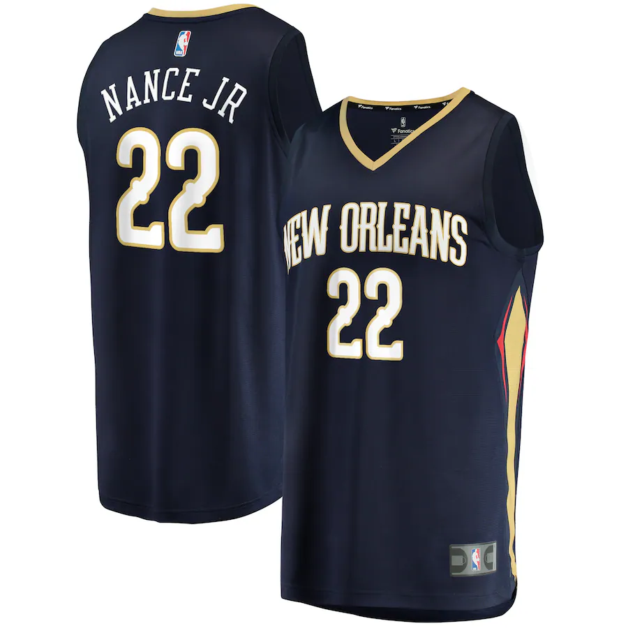 Men's New Orleans Pelicans Larry Nance Jr. Fanatics Navy Fast Break Replica Jersey - Icon Edition - ujerseystore