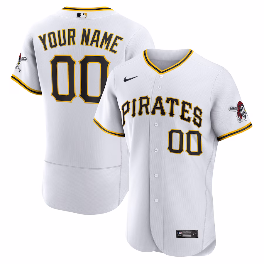 Men's Pittsburgh Pirates Nike White Home Authentic Custom Jersey - ujerseystore