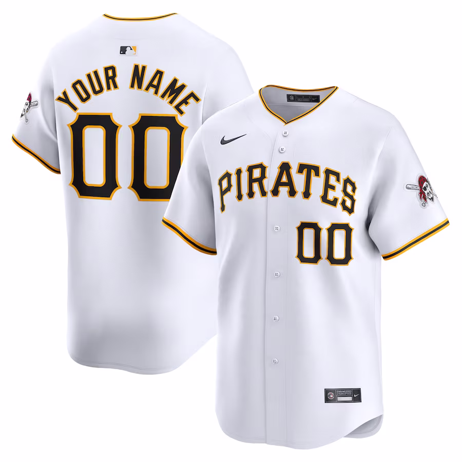 Men's Pittsburgh Pirates Nike White Home Limited Custom Jersey - ujerseystore
