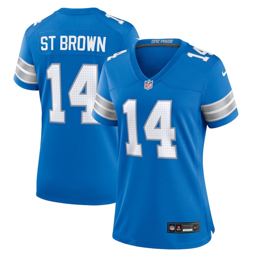 Women's Detroit Lions Amon-Ra St. Brown Nike Blue Team Game Jersey - ujerseystore
