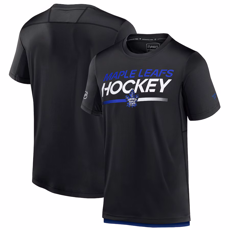 Men's Toronto Maple Leafs Fanatics Black Authentic Pro Tech T-Shirt - ujerseystore