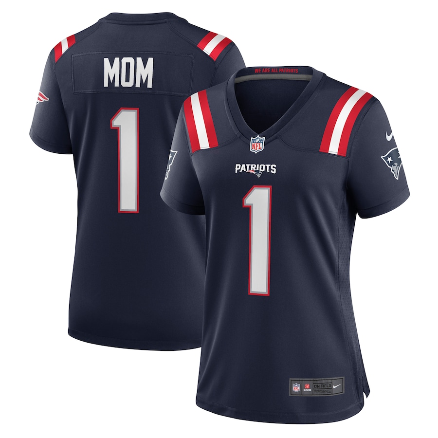 Women's New England Patriots Number 1 Mom Nike Navy Game Jersey - ujerseystore