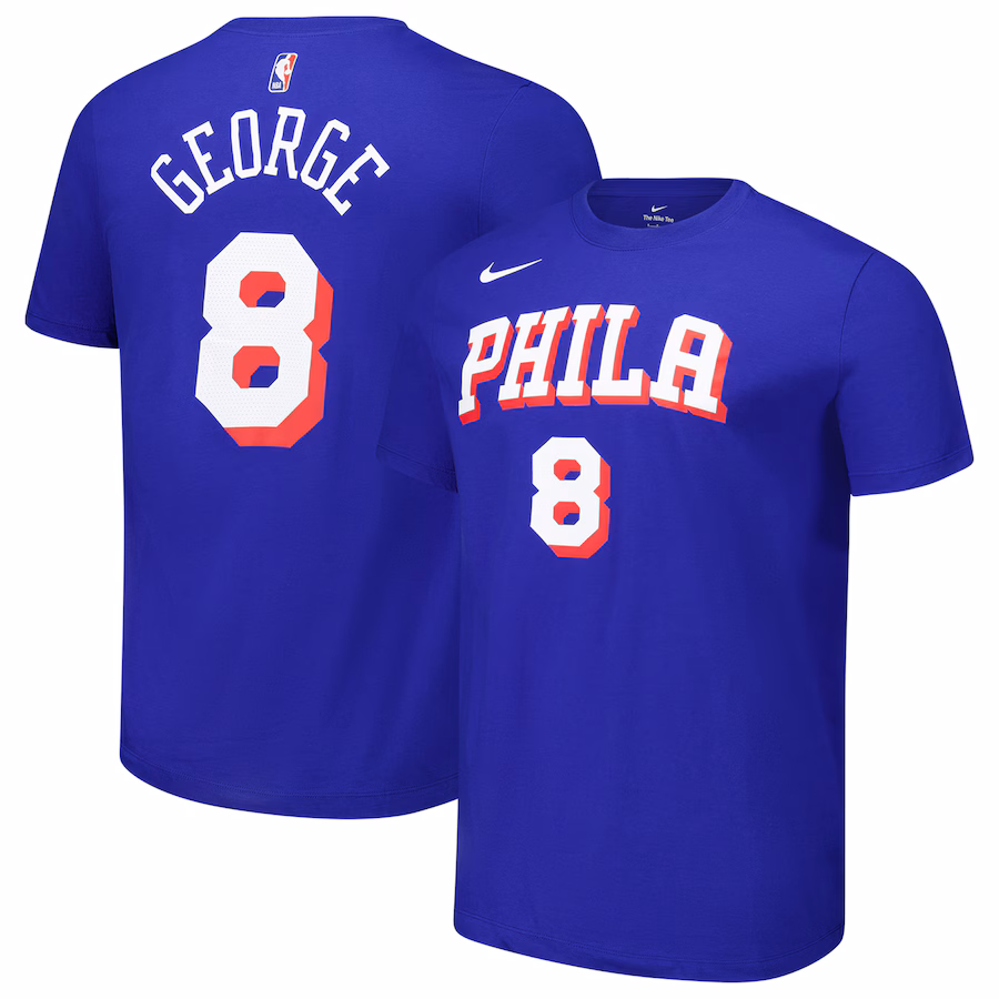 Unisex Philadelphia 76ers Paul George Nike Royal Name & Number T-Shirt - ujerseystore