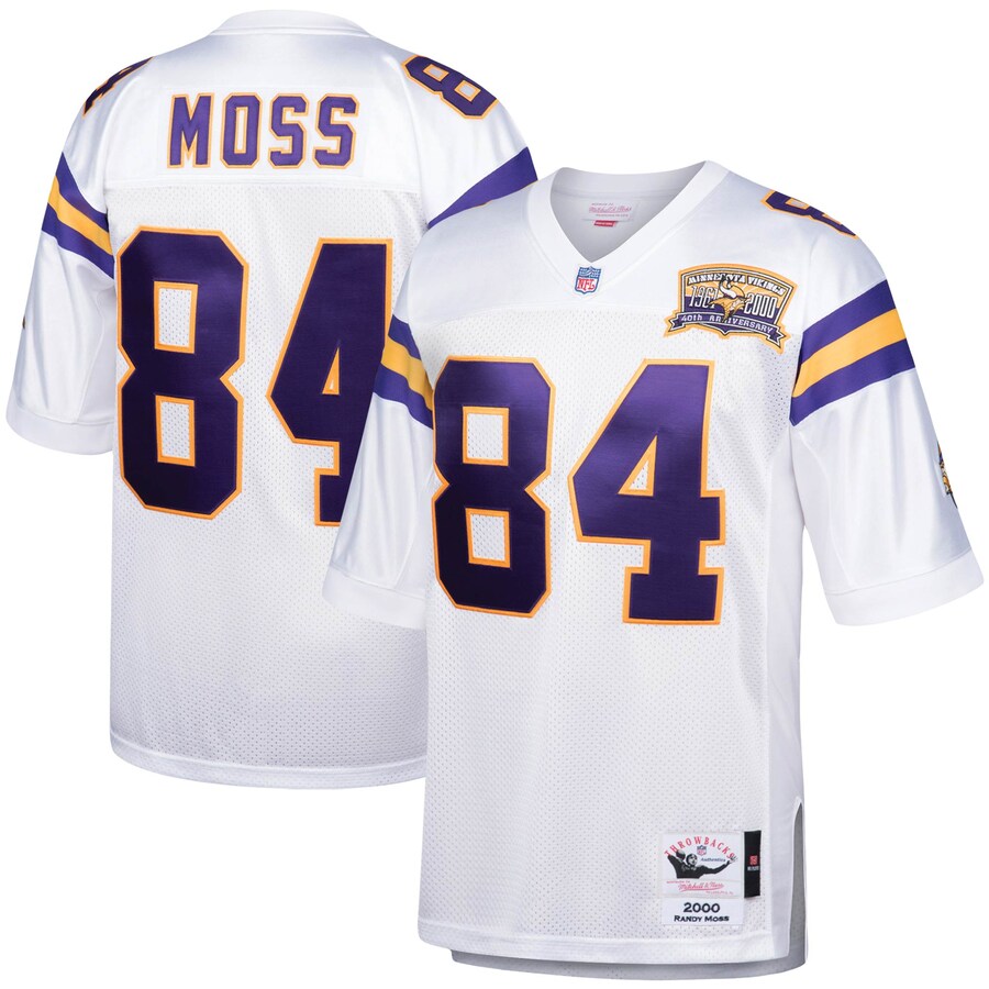 Men's Minnesota Vikings 2000 Randy Moss Mitchell & Ness White Authentic Throwback Retired Player Jersey - ujerseystore