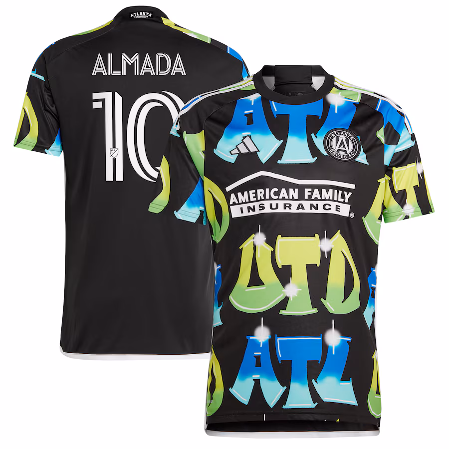 Men's Atlanta United FC Thiago Almada adidas Black 2023 The 404 Replica Player Jersey - ujerseystore