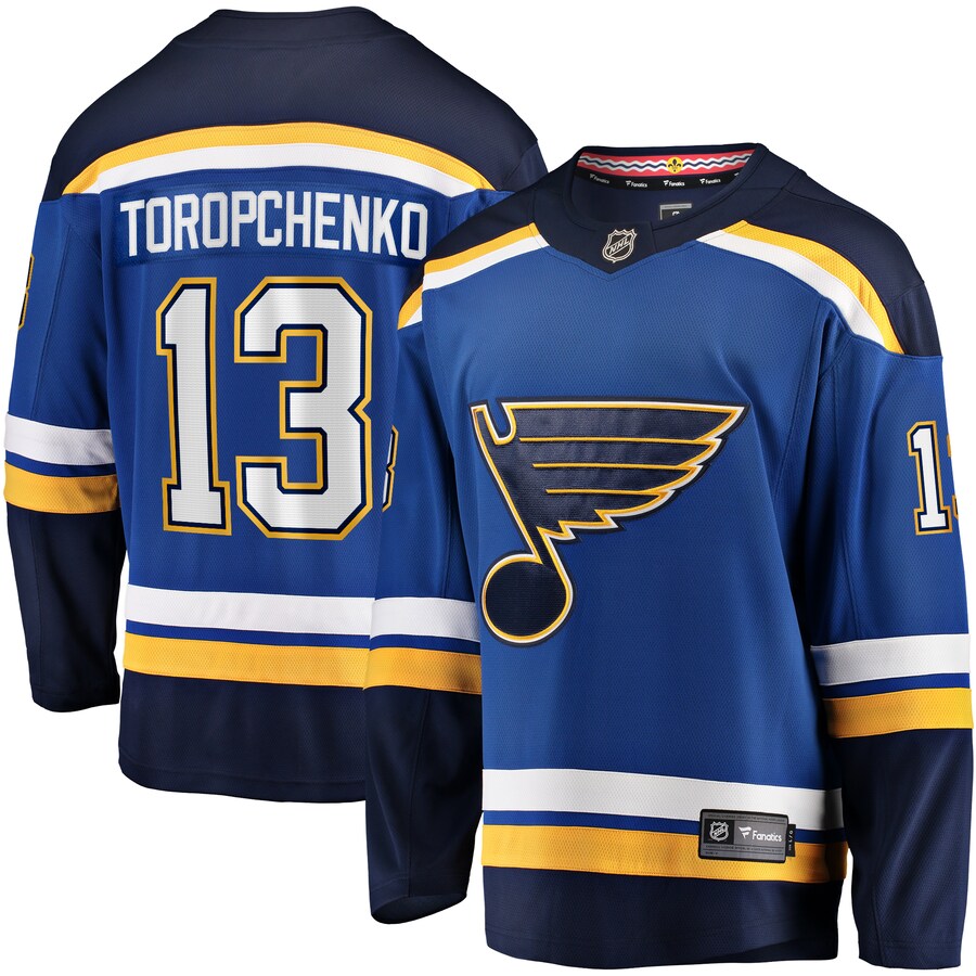 Men's St. Louis Blues Alexey Toropchenko Fanatics Branded Blue Home Breakaway Jersey - ujerseystore