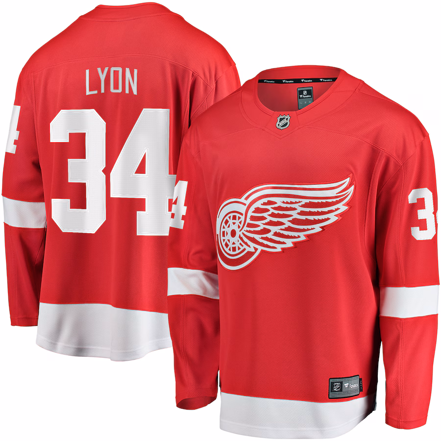 Men's Detroit Red Wings Alex Lyon Fanatics Red Home Breakaway Jersey - ujerseystore