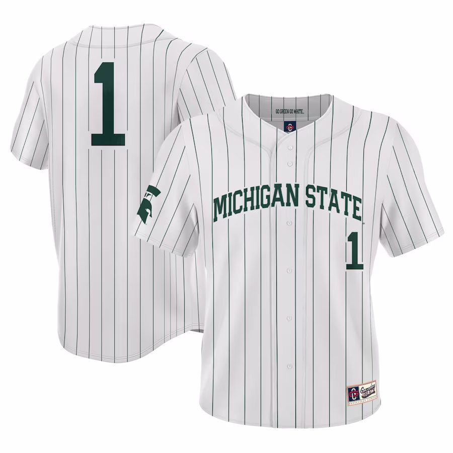 #1 Michigan State Spartans GameDay Greats Youth Lightweight Baseball Jersey - White - ujerseystore
