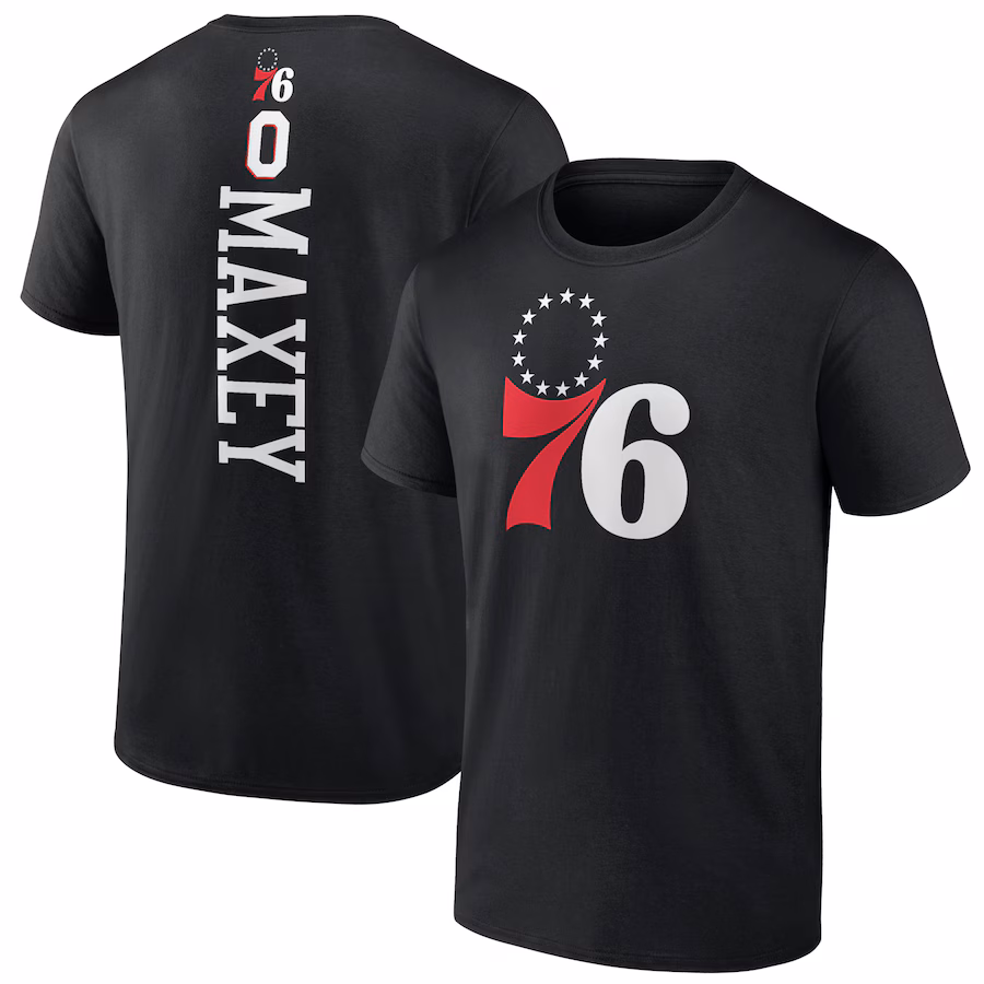 Men's Philadelphia 76ers Tyrese Maxey Black Playmaker T-Shirt - ujerseystore