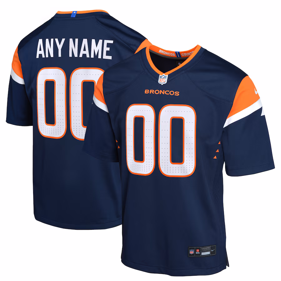 Youth Denver Broncos  Nike Navy Alternate Mile High Collection Custom Game Jersey - ujerseystore
