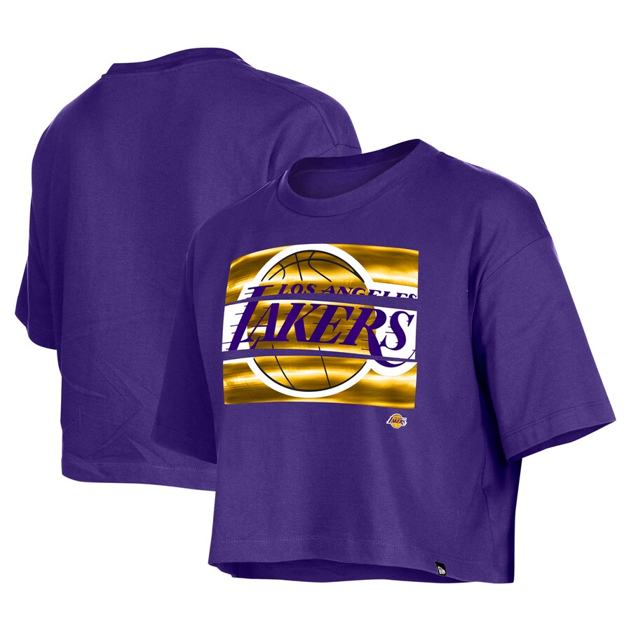 Women's Los Angeles Lakers New Era Purple Oversized Boxy Crop T-Shirt - ujerseystore