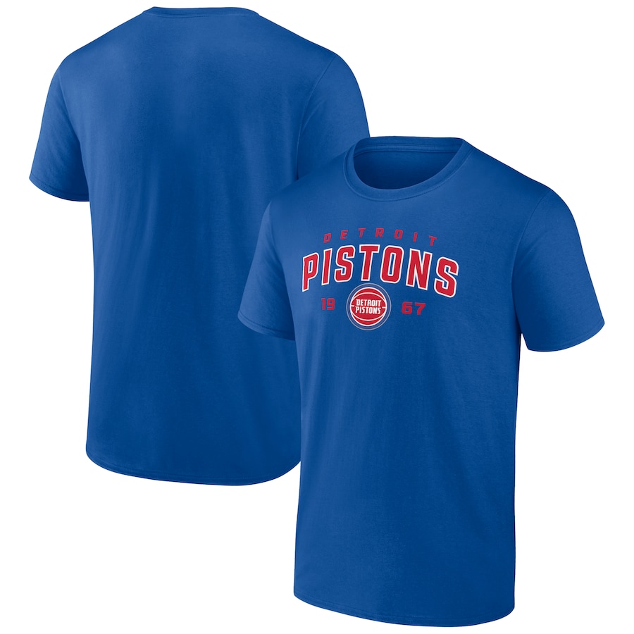 Men's Detroit Pistons Blue Rebel Logo T-Shirt - ujerseystore