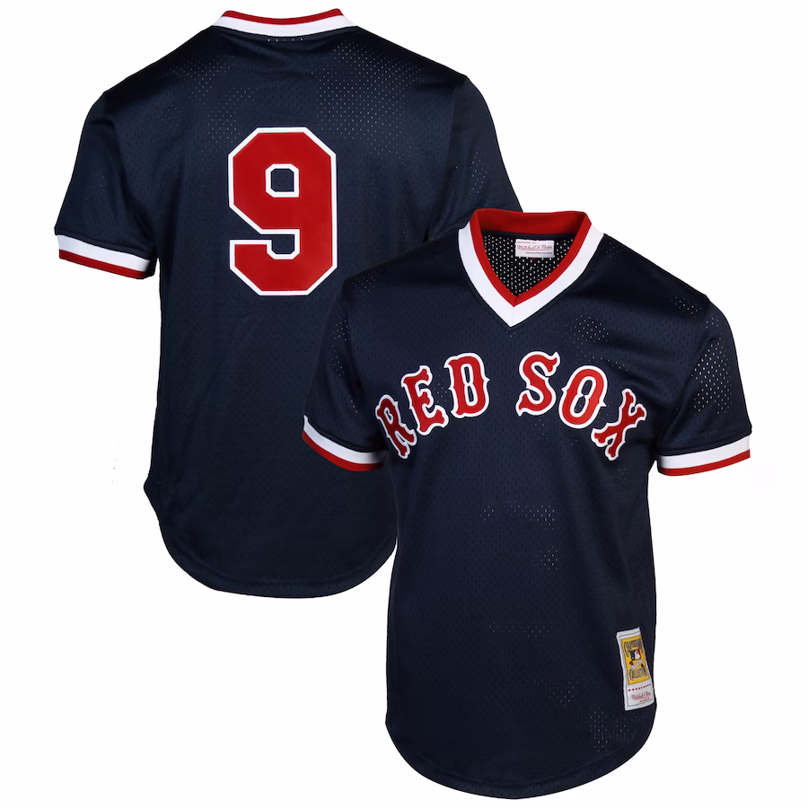 Mitchell & Ness Ted Williams Boston Red Sox 1990 Authentic Cooperstown Collection Batting Practice Jersey - Navy Blue - ujerseystore