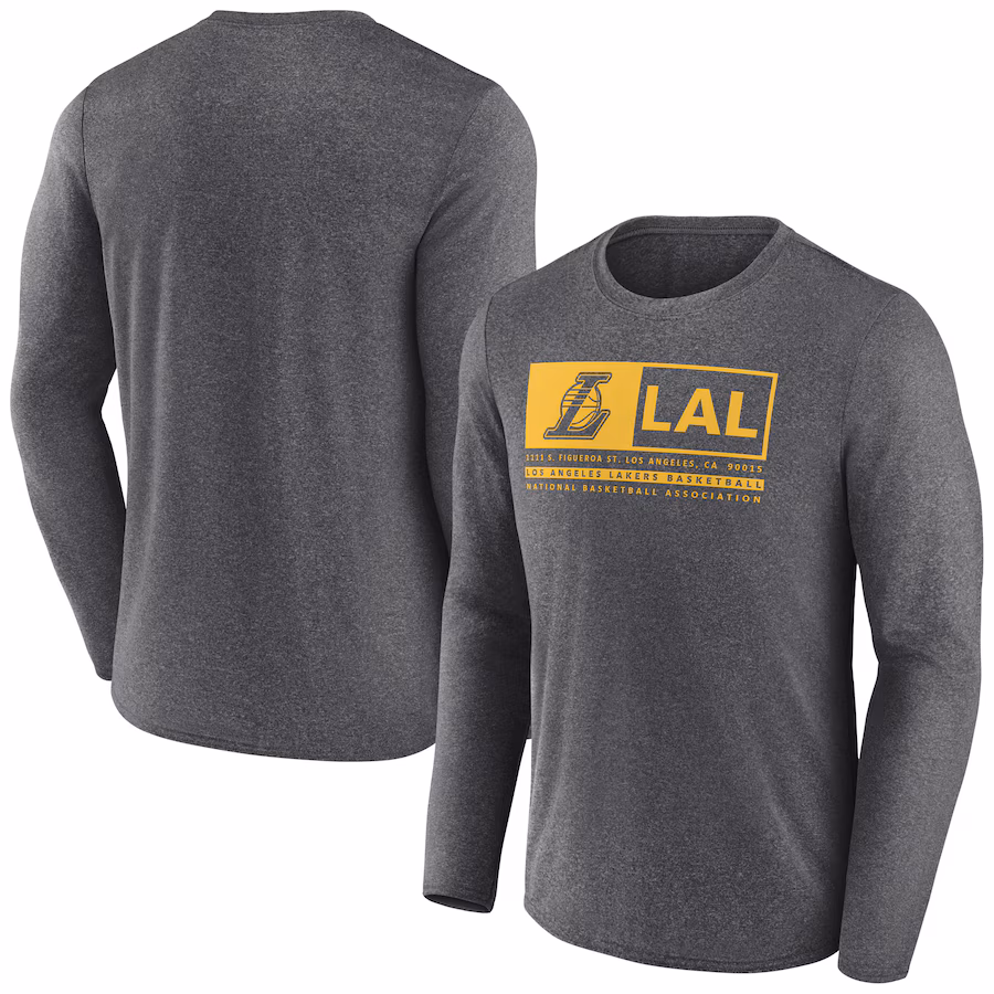 Men's Los Angeles Lakers Fanatics Heather Charcoal Three-Point Play T-Shirt - ujerseystore