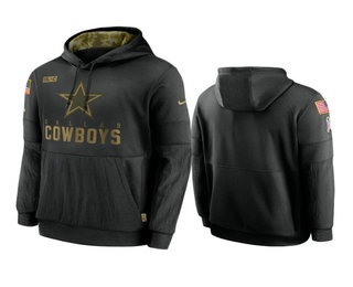 Men's Dallas Cowboys Black 2020 Salute to Service Sideline Performance Pullover Hoodie - ujerseystore