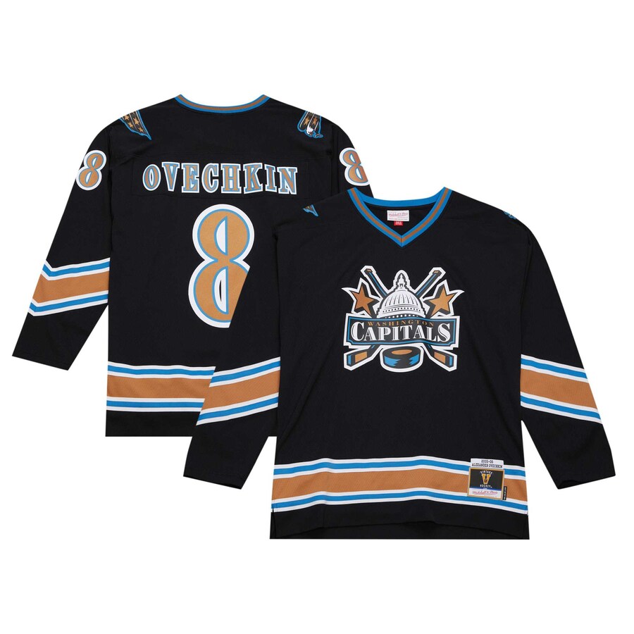 Men's Washington Capitals Alexander Ovechkin Mitchell & Ness Black 2005 Blue Line Player Jersey - ujerseystore