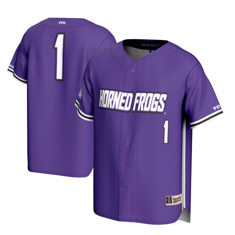 #1 TCU Horned Frogs GameDay Greats Lightweight Baseball Fashion Jersey - Purple - ujerseystore