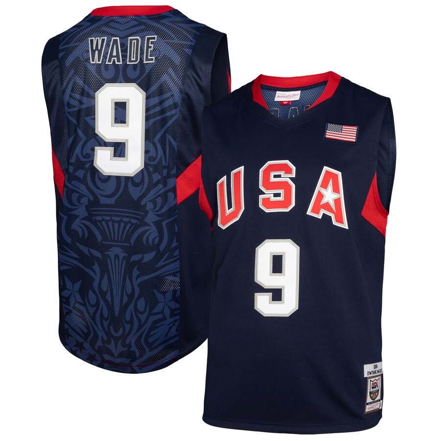 Men's USA Basketball Dwyane Wade Mitchell & Ness Navy 2008 Authentic Player Jersey - ujerseystore