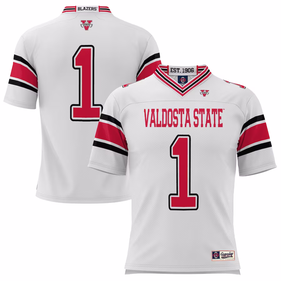 #1 Valdosta State Blazers GameDay Greats Endzone Football Jersey - White - ujerseystore