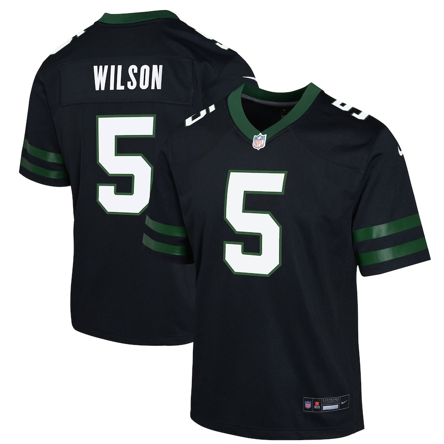 Youth New York Jets Garrett Wilson Nike Legacy Black Alternate Game Jersey - ujerseystore