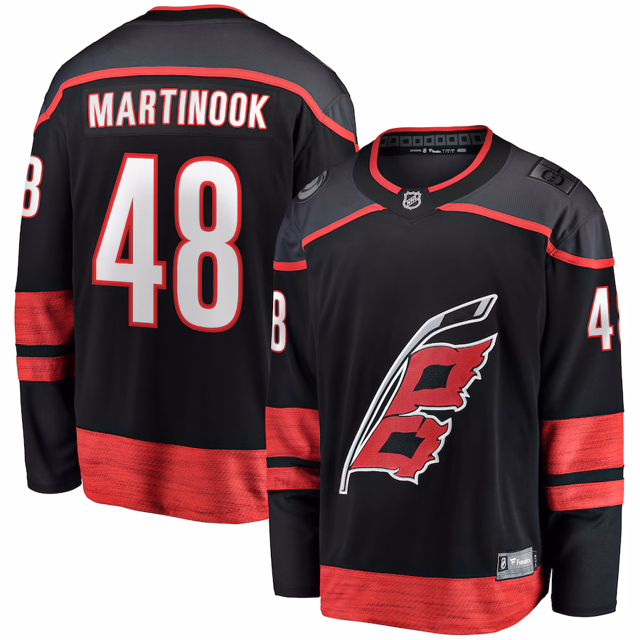 Men's Carolina Hurricanes Jordan Martinook Fanatics Black Home Breakaway Jersey - ujerseystore