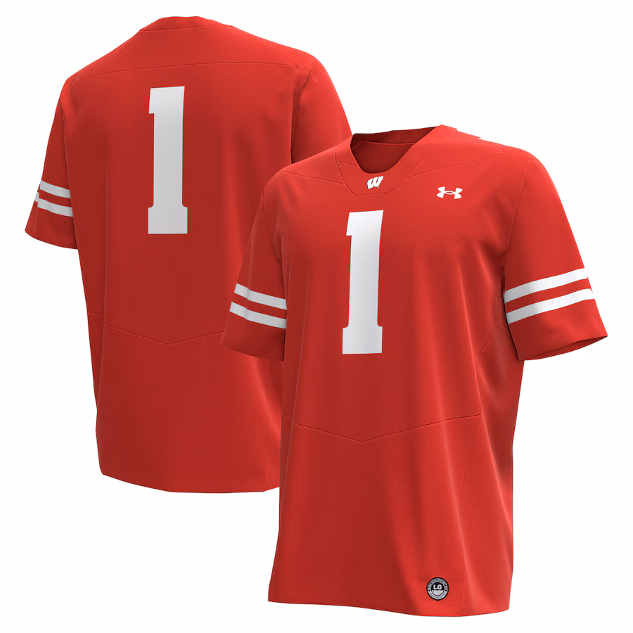 Men's Under Armour #1 Red Wisconsin Badgers Replica Football Jersey - ujerseystore