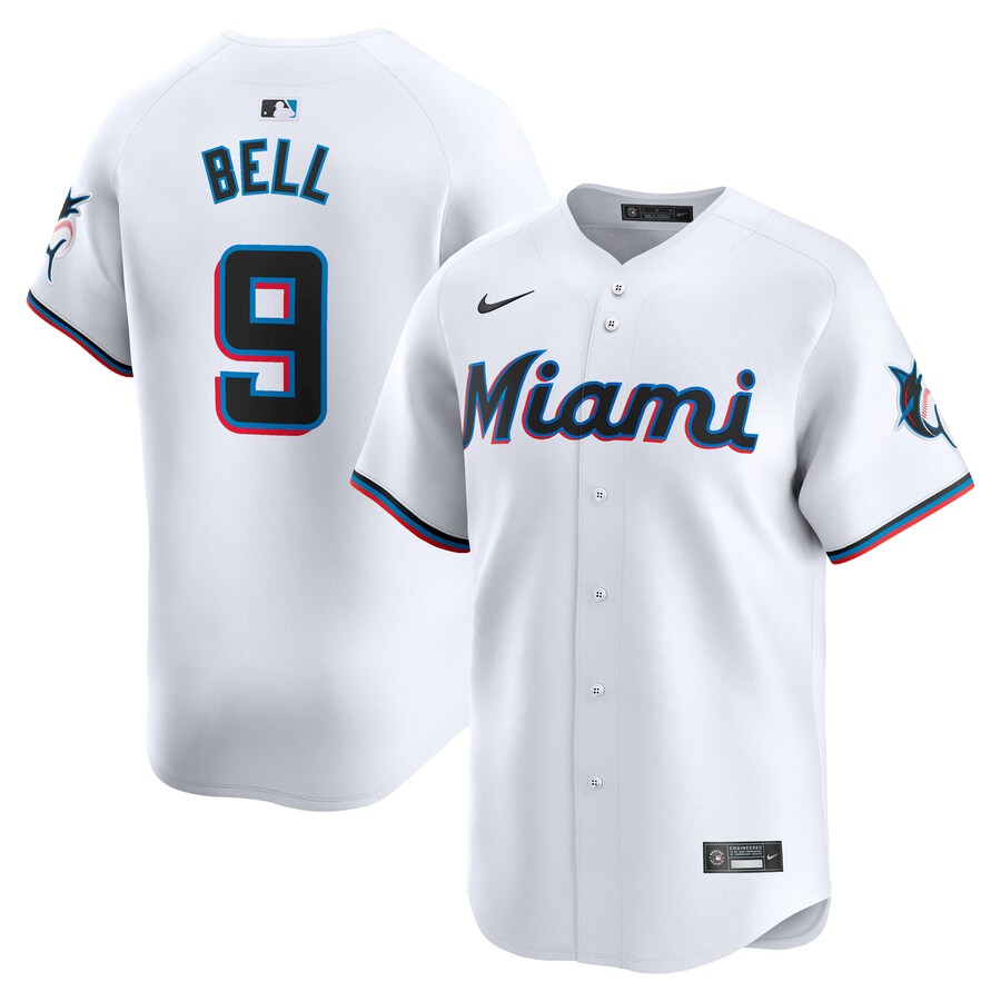 Men's Miami Marlins Josh Bell Nike White Home Limited Player Jersey - ujerseystore