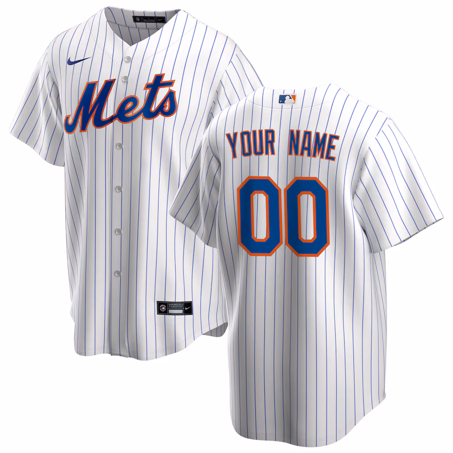 Men's New York Mets Nike White Home Replica Custom Jersey - ujerseystore
