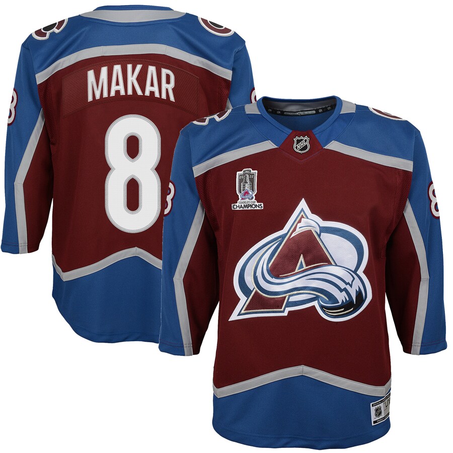 Youth Colorado Avalanche Cale Makar Burgundy Home 2022 Stanley Cup Champions Premier Player Jersey - ujerseystore