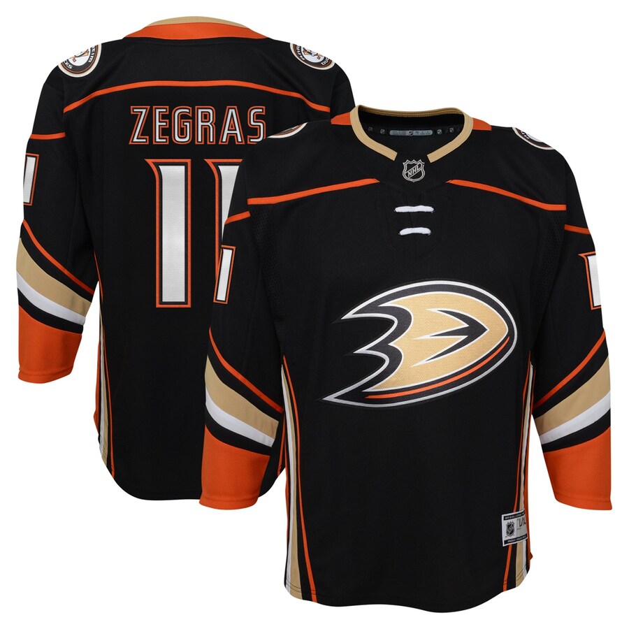 Youth Anaheim Ducks Trevor Zegras Black Home Premier Player Jersey - ujerseystore