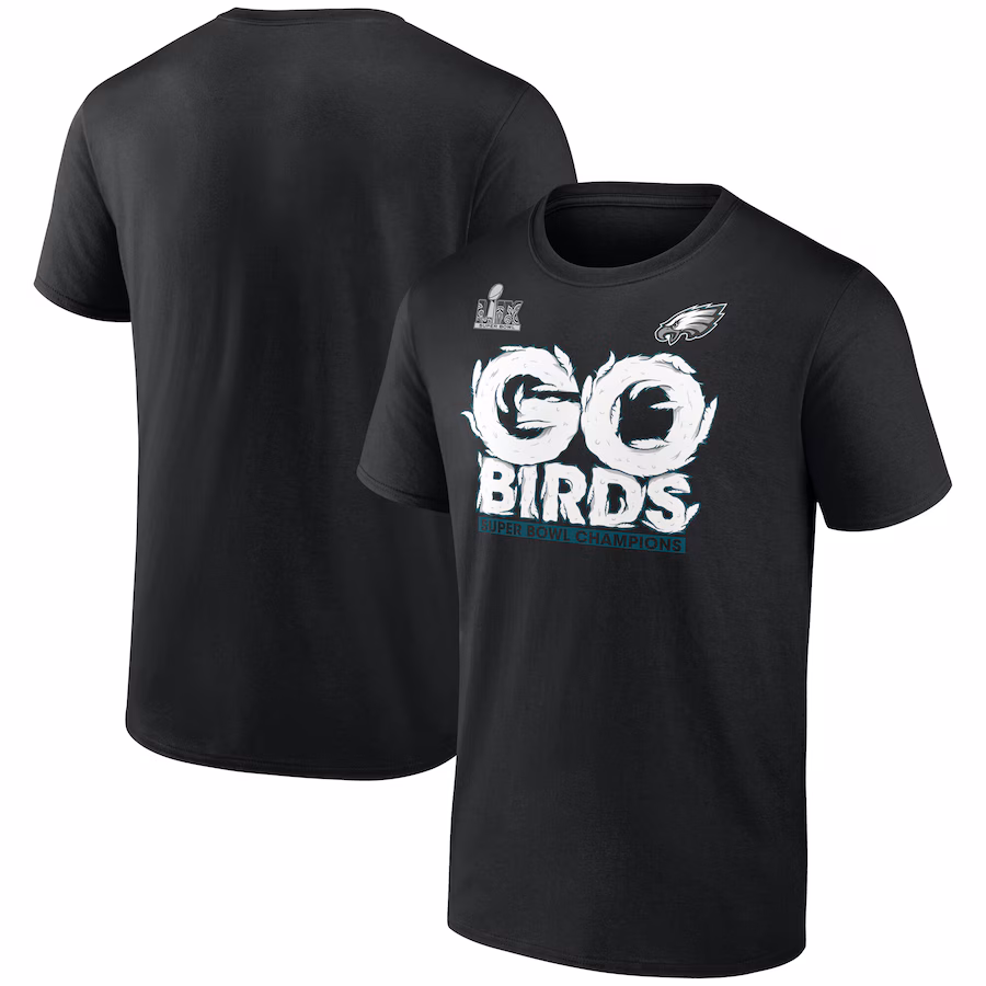 Men's Philadelphia Eagles Fanatics Black Super Bowl LIX Champions Big & Tall Hometown T-Shirt - ujerseystore