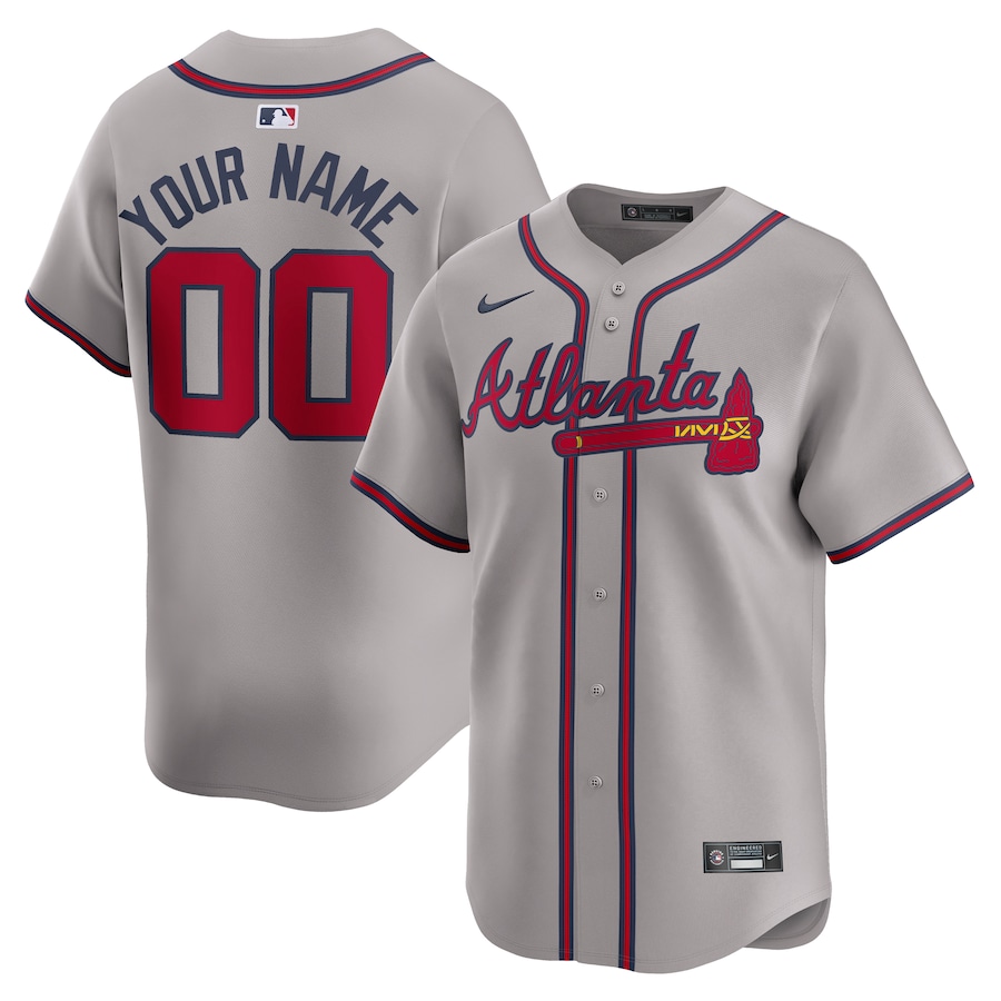 Men's Atlanta Braves  Nike Gray Away Limited Custom Jersey - ujerseystore