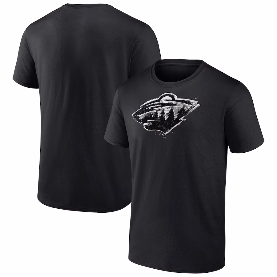 Men's Minnesota Wild Black Iced Out T-Shirt - ujerseystore