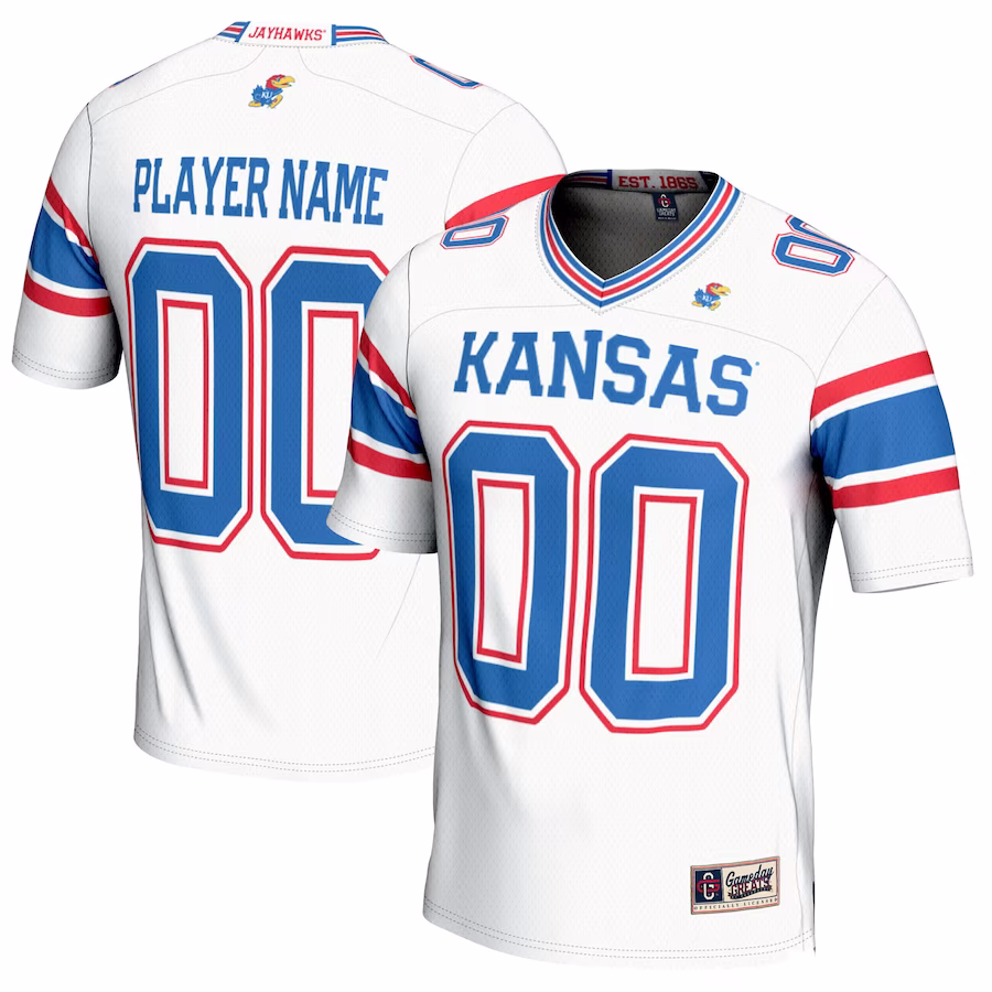 Kansas Jayhawks GameDay Greats NIL Pick-A-Player Football Jersey - White - ujerseystore