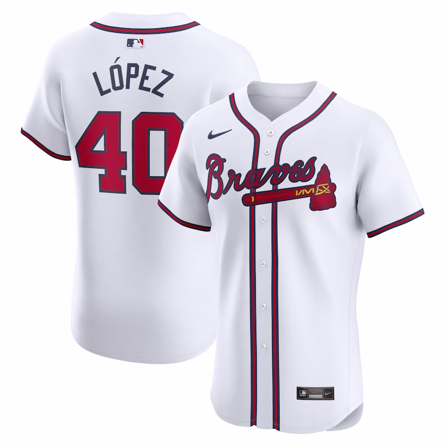 Men's Atlanta Braves Reynaldo Lopez Nike White Home Elite Player Jersey - ujerseystore