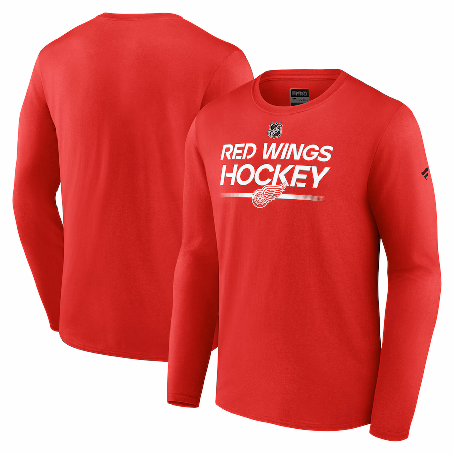 Men's Detroit Red Wings Fanatics Red Authentic Pro Primary Long Sleeve T-Shirt - ujerseystore