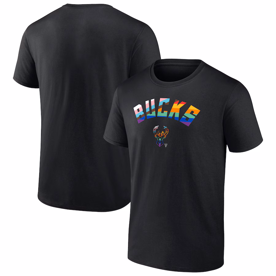 Men's Milwaukee Bucks Black Pride T-Shirt - ujerseystore