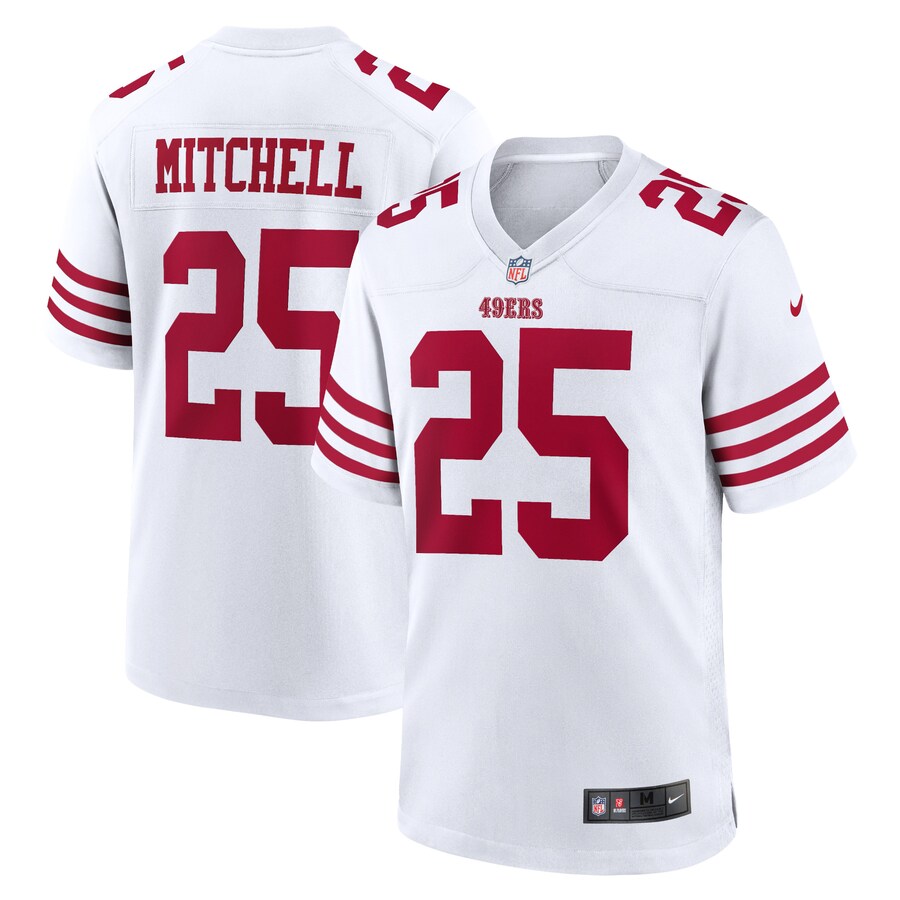 Men's San Francisco 49ers Elijah Mitchell Nike White Player Game Jersey - ujerseystore