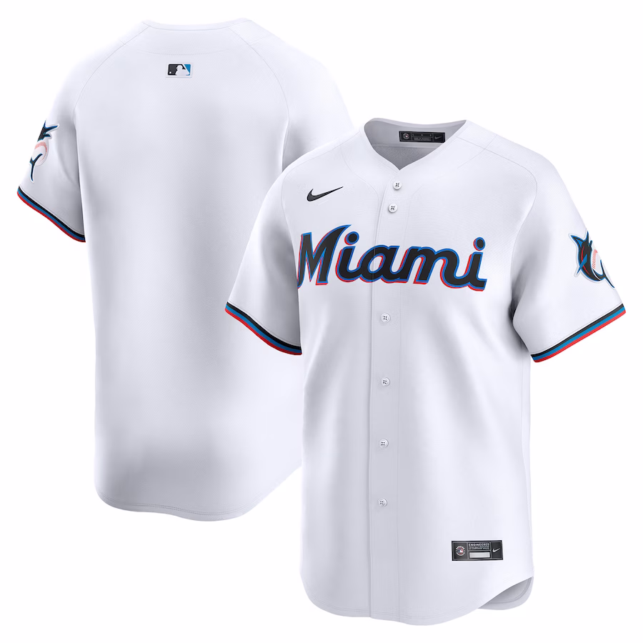 Men's Miami Marlins Nike White Home Limited Jersey - ujerseystore