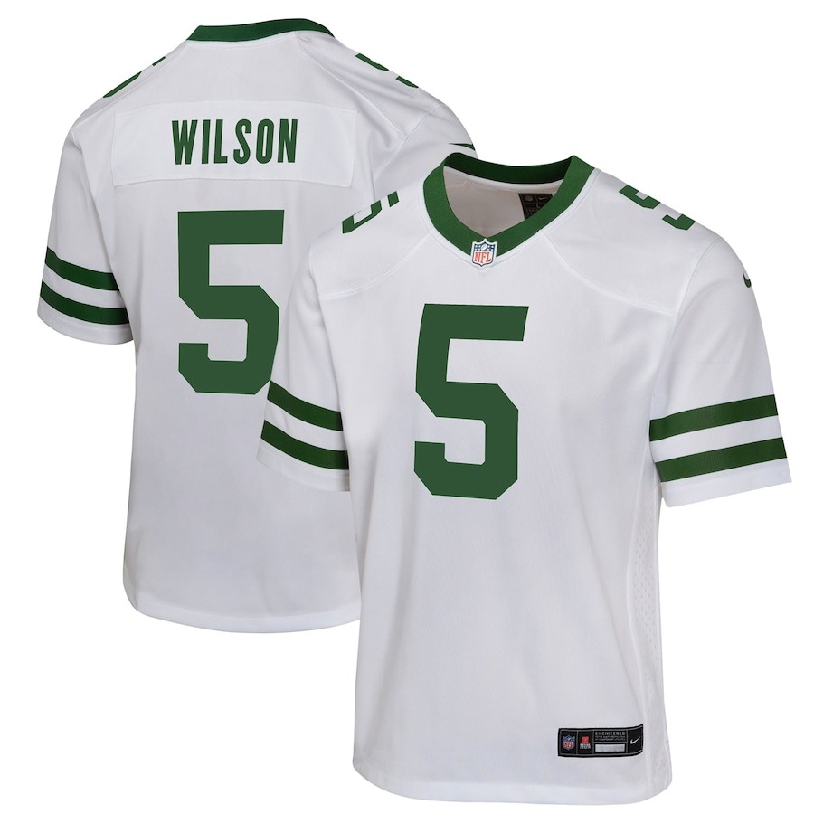Youth New York Jets Garrett Wilson Nike Legacy White Game Jersey - ujerseystore