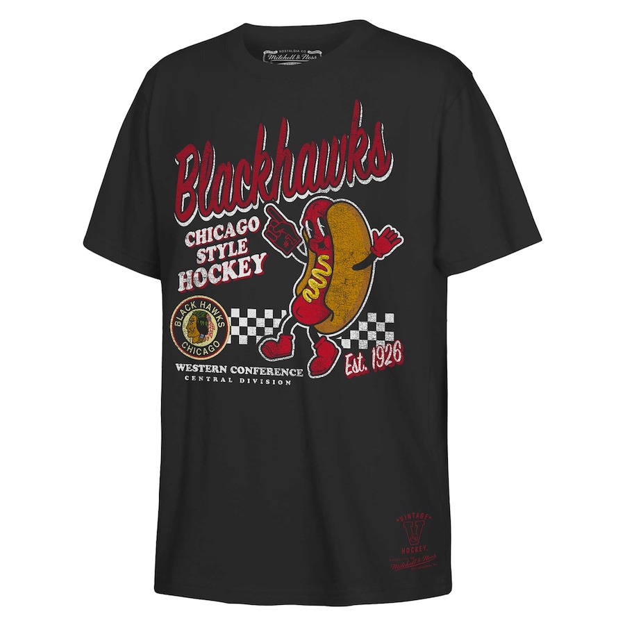 Youth Chicago Blackhawks Mitchell & Ness Black Concession Stand T-Shirt - ujerseystore