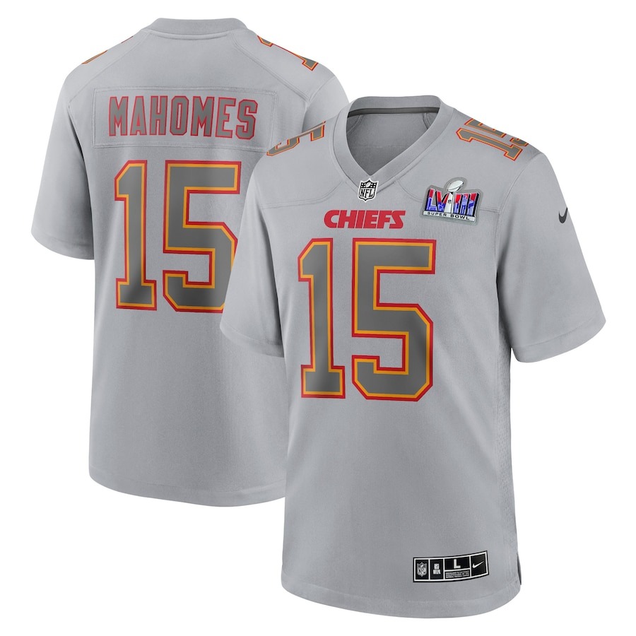 Men's Kansas City Chiefs Patrick Mahomes Nike Gray Super Bowl LVIII Atmosphere Fashion Game Jersey - ujerseystore