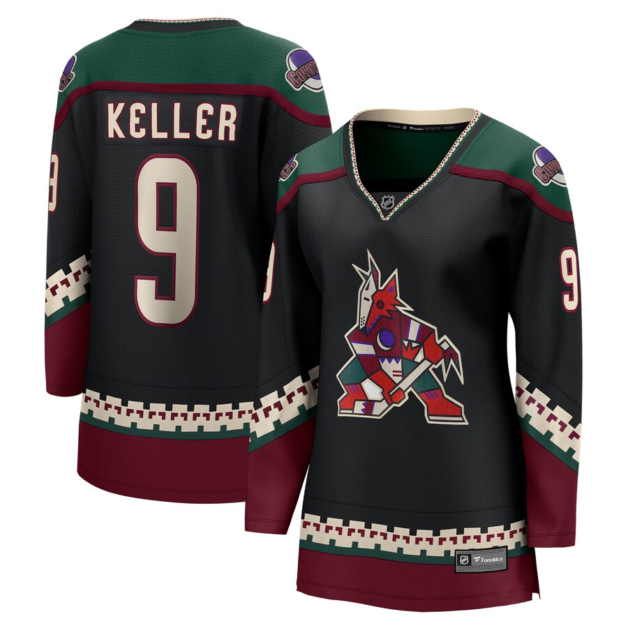 Women's Arizona Coyotes Clayton Keller Fanatics Branded Black Home Breakaway Player Jersey - ujerseystore