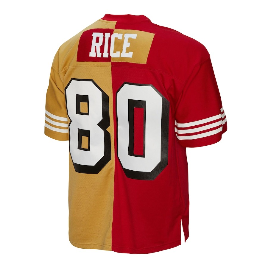 Men's San Francisco 49ers Jerry Rice Mitchell & Ness Scarlet/Gold 1994 Split Legacy Replica Jersey - ujerseystore