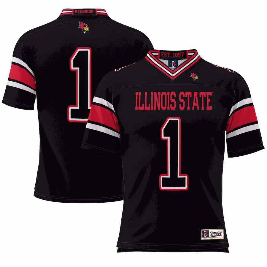 #1 Illinois State Redbirds GameDay Greats Endzone Football Jersey - Black - ujerseystore