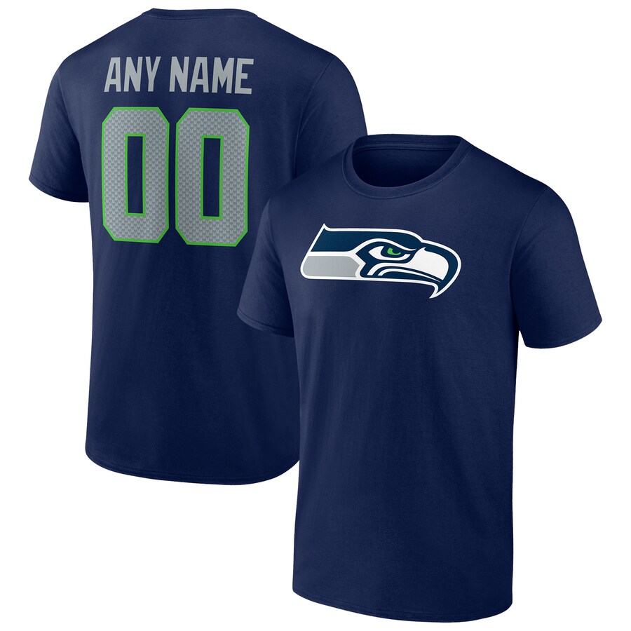 Men's Seattle Seahawks College Navy Team Authentic Personalized Name & Number T-Shirt - ujerseystore
